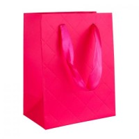 Сумочка подарункова паперова з ручками Gift bag Diamants 14х11х6.5 см Малиновий (19382)