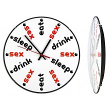 Настінний годинник ДомАрт Еat drink sleep sex Тихий хід 30х30х5 см Білий (19049)