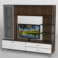 Стінка в вітальню Тиса Мебель Вітальня-31 Венге Білий 1600x450x1800 мм Стінка в вітальню Тиса Мебель Вітальня-31 Венге Білий 1600x450x1800 мм