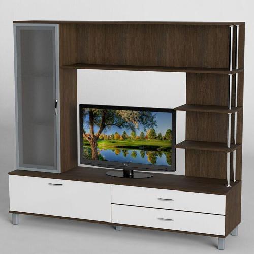 Стінка в вітальню Тиса Мебель Вітальня-31 Венге Білий 1600x450x1800 мм Стінка в вітальню Тиса Мебель Вітальня-31 Венге Білий 1600x450x1800 мм