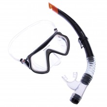 Набір для плавання маска із трубкою Zelart M166-SN52-PVC Чорний-сірий (PT0882)