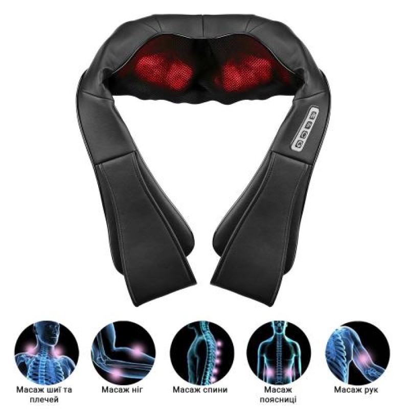 Універсальний роликовий електричний масажер для спини шиї та плечей Inspire 055K Black (BISD-055K)