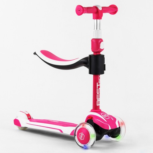 Самокат триколісний із сидінням Best Scooter MAXI PU колеса зі світлом 60 кг Pink and white (102932) Самокат триколісний із сидінням Best Scooter MAXI PU колеса зі світлом 60 кг Pink and white (102932)
