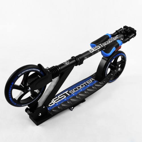 Двоколісний самокат Best Scooter складаний амортизатор стоп сигнал 100 кг Black and blue (105431)