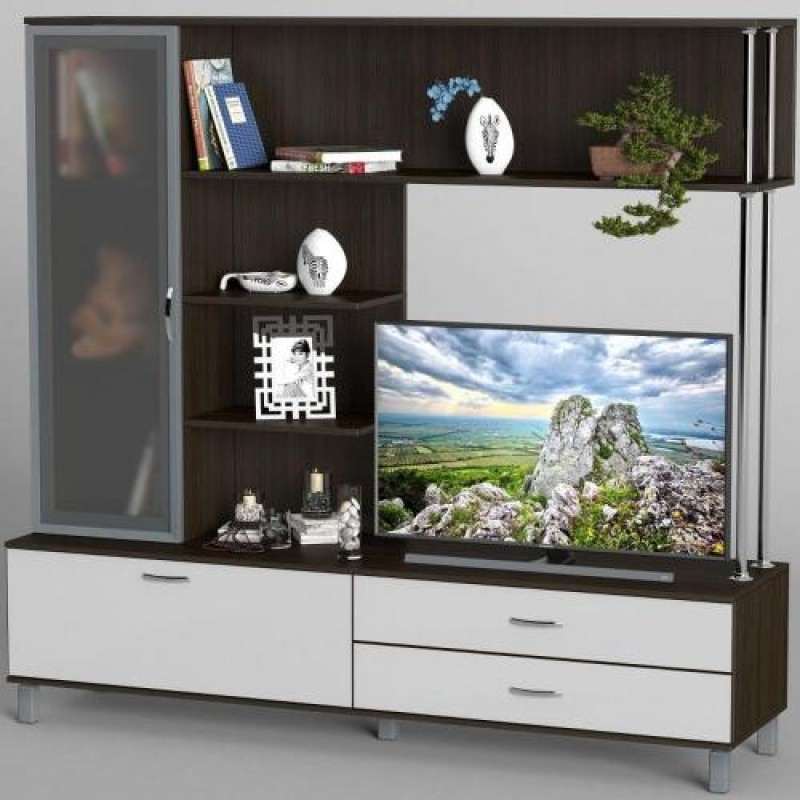 Стінка в вітальню Тиса Мебель Вітальня-29 Венге Білий 1600x450x1800 мм