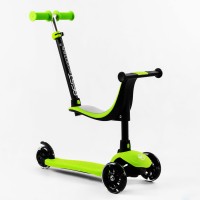 Самокат-велобіг Best Scooter 3 в 1 колеса PU зі світлом сидіння батьківська ручка 50 кг Green (106696)