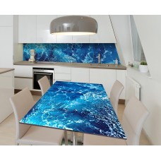 Наклейка 3Д вінілова на стіл Zatarga «Бурлячий океан» 600х1200 мм для будинків, квартир, столів, кафе