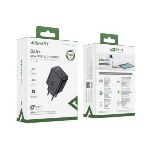 Зарядное устройство Acefast Model A21 USB-C PD30W Max GaN Gharger 3A Black Зарядное устройство Acefast Model A21 USB-C PD30W Max GaN Gharger 3A Black