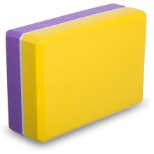 Блок для йоги двокольоровий FI-1713 EVA 120g, р-р 23х15х7, 5см Жовтий-фіолетовий (AN0711)