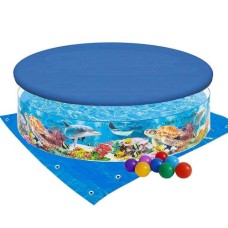 Басейн дитячий каркасний Intex 58472-3 «Океанський риф», 244 х 46 см, з кульками 10 шт, тентом, підстилкою