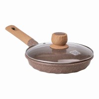 Сковорода з антипригарним мармуровим покриттям та кришкою MGC 22 см Бежевий (HP-4-422CO)