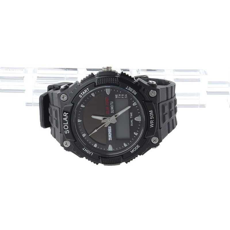 Чоловічий спортивний годинник Skmei 1049 із сонячною батареєю Чорний