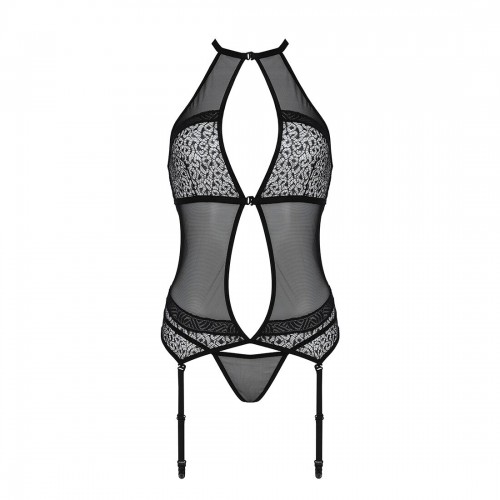 Корсет з пажами Passion SATARA CORSET S/M black, стрінги, мереживо, застібки спереду та ззаду в інтернет супермаркеті PbayMarket!