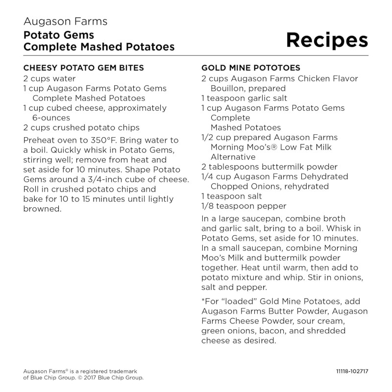 Картопляне пюре з великим терміном придатності 10 років Augason Farms, сублімоване, 45 порцій