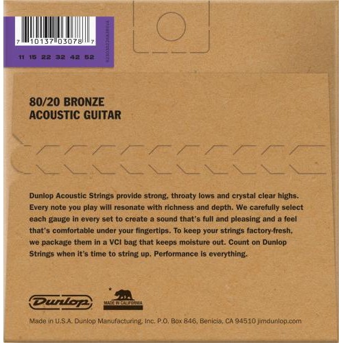 Струни для акустичної гітари Dunlop DAB1152 Acoustic Bronze 80/20 Medium Light Guitar Strings 11/52 Струни для акустичної гітари Dunlop DAB1152 Acoustic Bronze 80/20 Medium Light Guitar Strings 11/52
