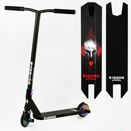 Самокат трюковий Best Scooter Warrior HIC-система пеги алюмінієвий диск та дека колеса PU 100 кг Black and red (112767)