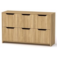 Комод 6Д Компанит Дуб сонома (130х42х80 см) Комод 6Д Компанит Дуб сонома (130х42х80 см)