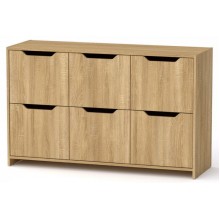 Комод 6Д Компанит Дуб сонома (130х42х80 см) Комод 6Д Компанит Дуб сонома (130х42х80 см)