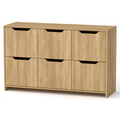 Комод 6Д Компанит Дуб сонома (130х42х80 см) Комод 6Д Компанит Дуб сонома (130х42х80 см)