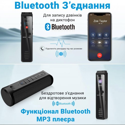 Професійний цифровий стерео диктофон із активацією голосом Savetek GS-R29 64 Гб Bluetooth до 30 год запису