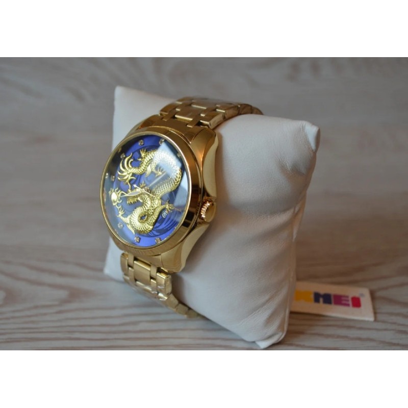 Чоловічий наручний годинник Skmei 9193 Дракон Золотистий