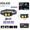 Налобний ліхтар акумуляторний Police із сенсором PL 192 YD-03 type-c холодне/тепле/червоне/синє світло Чорний (30151417)