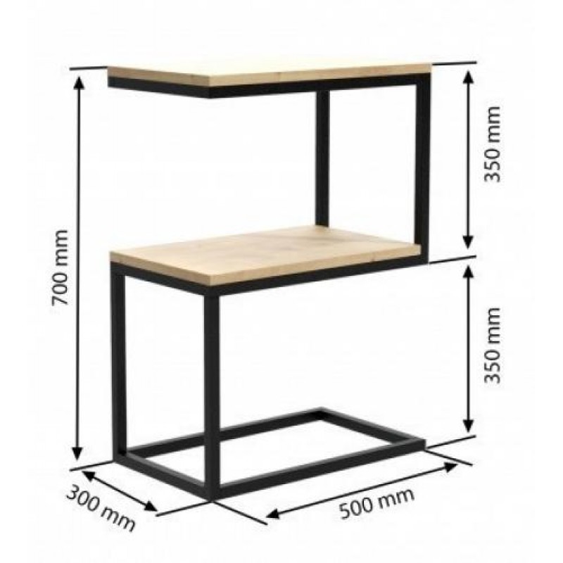 Приставний столик у стилі Loft NS-1503 730x500x300 мм Черный