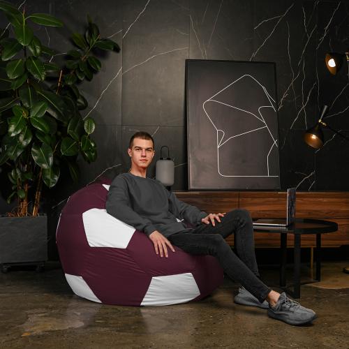 Крісло мішок М'яч Оксфорд 120см Студія Комфорту Великий Бордовий + Білий Крісло мішок М'яч Оксфорд 120см Студія Комфорту Великий Бордовий + Білий