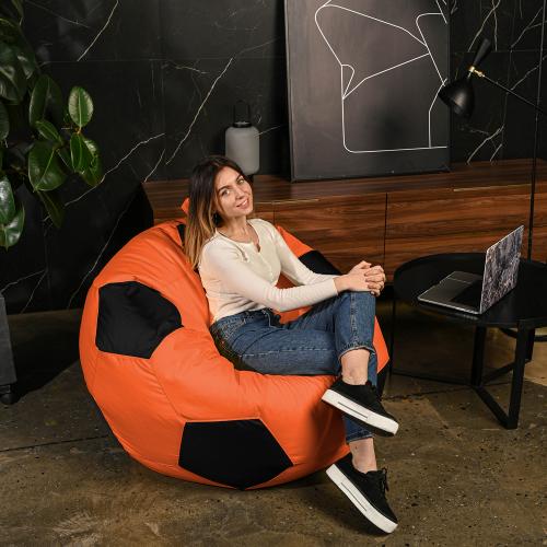 Крісло мішок М'яч Оксфорд 120см Студія Комфорту Великий Помаранчевий + Чорний Крісло мішок М'яч Оксфорд 120см Студія Комфорту Великий Помаранчевий + Чорний
