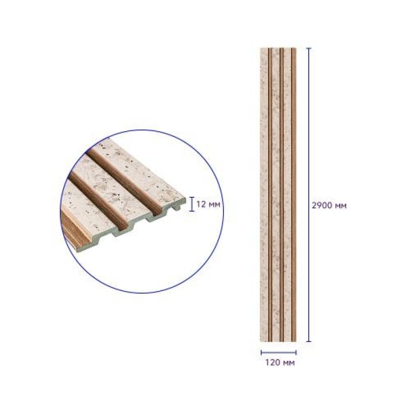 Декоративна стінова рейка Sticker Wall PS 2900x120x12 мм Бежевий (SW-00001742)