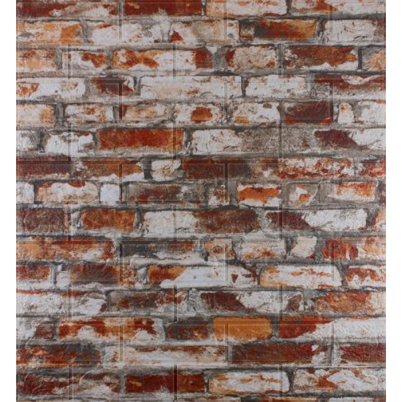 Самоклеюча 3D панель під червоно-білу катеринославську цеглу 3D Loft 700x770x5мм