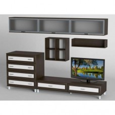 Стінка в вітальню Тиса Мебель Вітальня-22 Венге Білий 2050x450x2700 мм