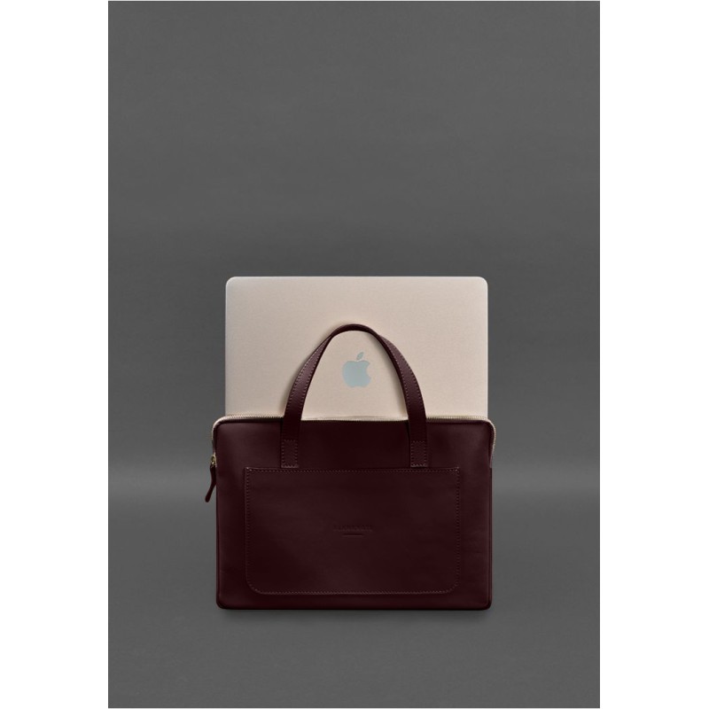 Шкіряний чохол з ручками для ноутбука 13 дюймів Бордовий BlankNote