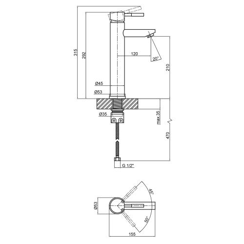 Змішувач для раковини Lidz (NKS) 12 32 001F-1 Змішувач для раковини Lidz (NKS) 12 32 001F-1