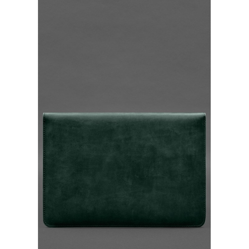 Чохол-конверт із клапаном шкіра+фетр для MacBook 15 Зелений Crazy Horse BlankNote