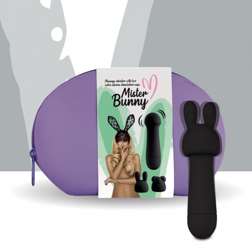 Мінівібратор FeelzToys Mister Bunny Black з двома насадками в інтернет супермаркеті PbayMarket!