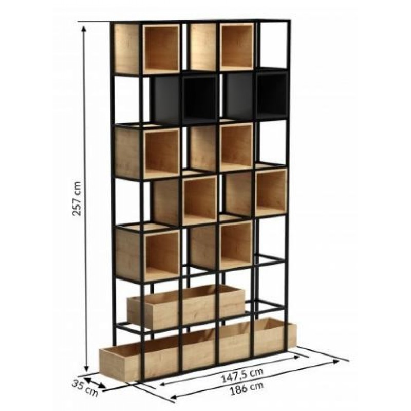 Стелаж для зберігання в стилі Loft NS-1710 2600x1860x350 мм Черный