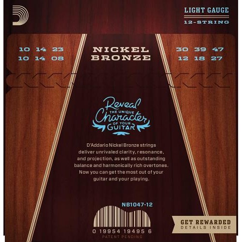 Струни для акустичної гітари D'Addario NB1047-12 Nickel Bronze Light Acoustic Guitar Strings 10/47 Струни для акустичної гітари D'Addario NB1047-12 Nickel Bronze Light Acoustic Guitar Strings 10/47
