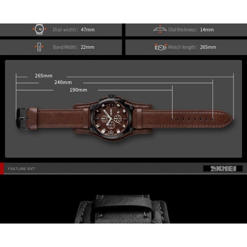 Чоловічий годинник класичний Skmei 9165 Чорний (1077146783)