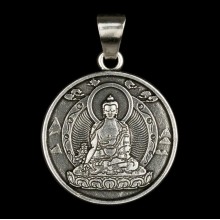 Талісман удачі Будда Медицини Метал з посрібленням 22х22х1, 5мм (02972)