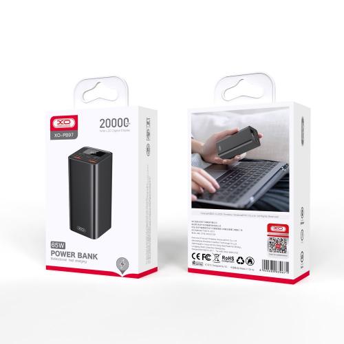 Зовнішній акумулятор Power Bank XO PB97 PD65W сила струму 3A QC2.0/3.0 Type-C 20000 mAh Чорний Зовнішній акумулятор Power Bank XO PB97 PD65W сила струму 3A QC2.0/3.0 Type-C 20000 mAh Чорний