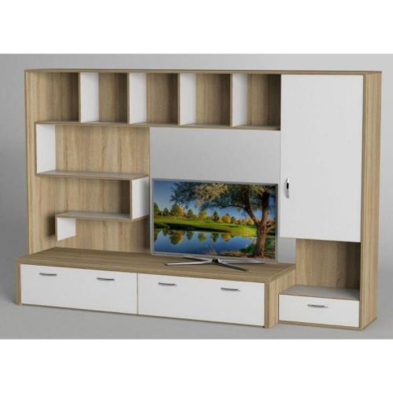 Стінка в вітальню Тиса Мебель Вітальня-101 Сонома Білий 1600x450x2370 мм