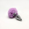 Металева анальна пробка Кролячий хвостик Alive Fluffy Twist Plug M Purple, діаметр 3,4 см в інтернет супермаркеті PbayMarket!