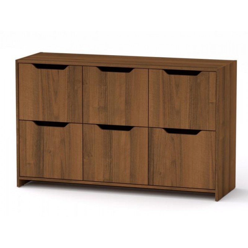 Комод з дверима Компанит 6Д 130х42х80 см горіх