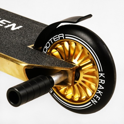 Самокат трюковий алюмінієвий диск та дека Best Scooter Kraken HIC-система пеги 100 кг Black and gold (112768)