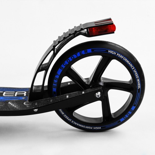 Двоколісний самокат Best Scooter складаний амортизатор стоп сигнал 100 кг Black and blue (105431)