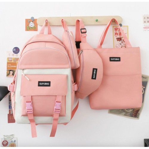 Рюкзак 4 в 1 шкільний для дівчинки Hoz світло-рожевий Kay (набір: рюкзак + сумка + пенал + бананка) (SK001669) в інтернет супермаркеті PbayMarket!