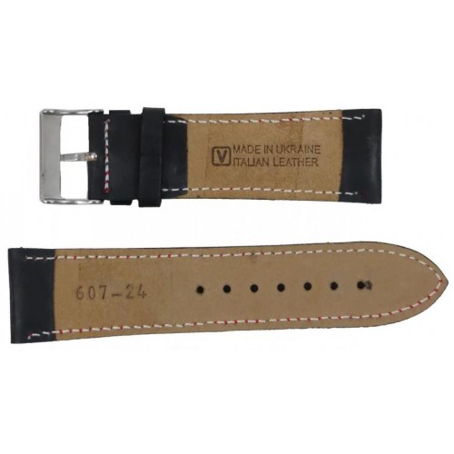 Ремінець для годинника Mykhail Ikhtyar зі шкіри 24 мм Чорний (S607-24S black)