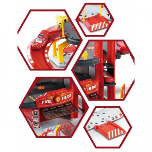 Ігровий набір пожежника Combuy Гараж для машинок з парковкою та ліфтом на 3 поверхи  Ігровий набір пожежника Combuy Гараж для машинок з парковкою та ліфтом на 3 поверхи