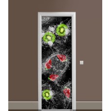 Наклейка на двері Zatarga «Фруктовий сплеск» 650х2000 мм вінілова 3Д наклейка декор самоклеюча